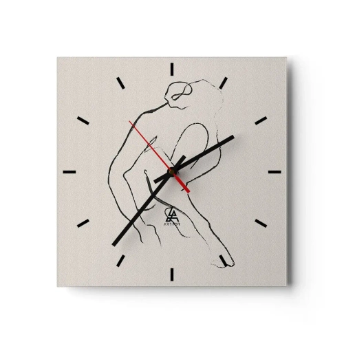Wanduhr - Glasuhr - Eine minimalistische Silhouette in Schwarz auf hellem Hintergrund - 30x30cm - Intime Skizze - Moderne Wanddekoration für Wohnzimmer und Schlafzimmer ARTTOR