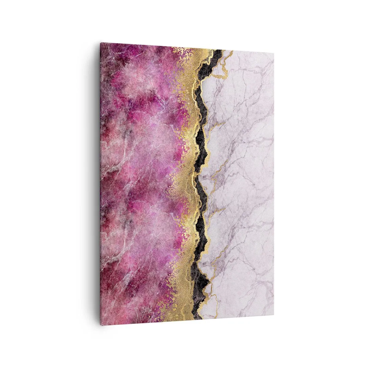 Bild auf Leinwand - Leinwandbild - Abstrakter Marmor in Rosatönen mit goldenen Akzenten - 70x100cm - An der Grenze - Moderne Wanddekoration für Wohnzimmer und Schlafzimmer ARTTOR