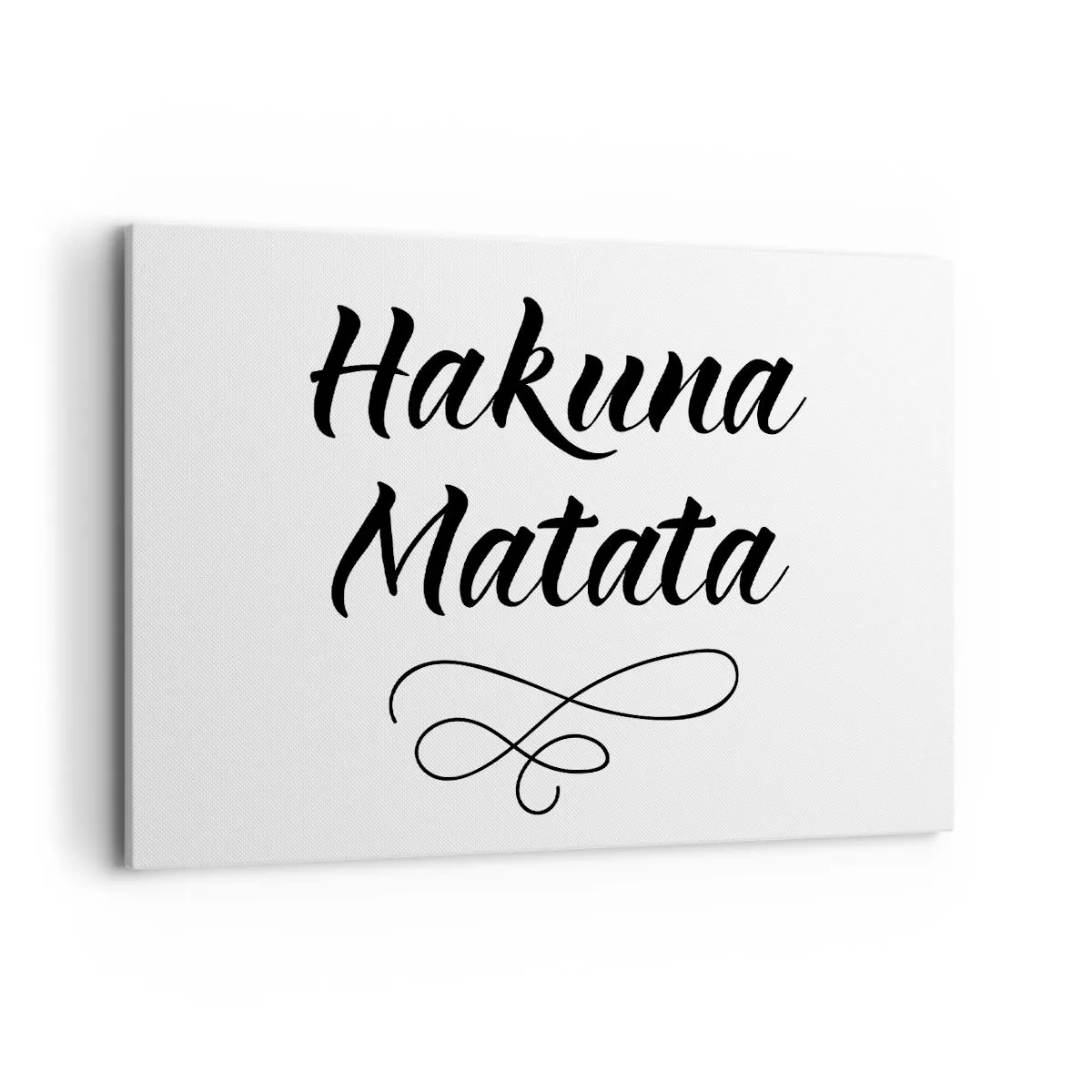Bild auf Leinwand - Leinwandbild - Hakuna Matata-Zitat in eleganter Schriftart auf weißem Hintergrund - 100x70cm - Bester Ratschlag - Moderne Wanddekoration für Wohnzimmer und Schlafzimmer ARTTOR