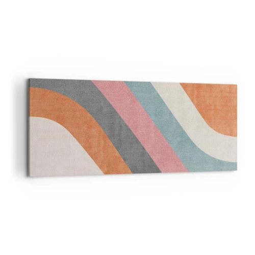 Bild auf Leinwand - Leinwandbild - Bunte Retro-Streifen - 120x50cm - Diagonale Komposition – Bewegung - Moderne Wanddekoration für Wohnzimmer und Schlafzimmer ARTTOR