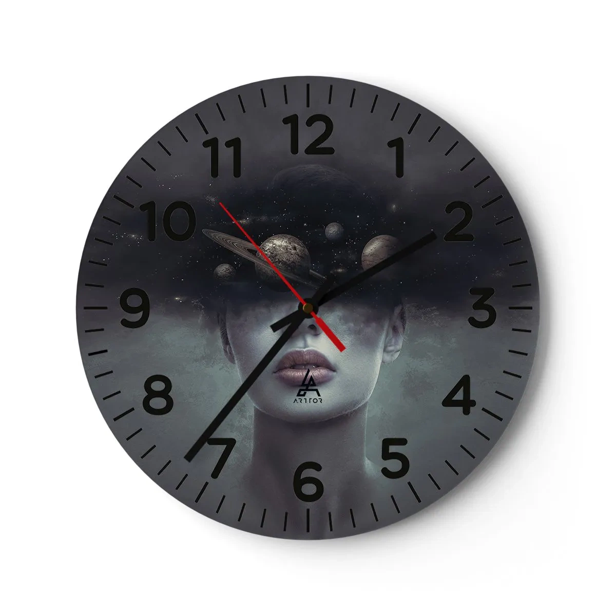 Wanduhr - Glasuhr - Und die Planeten spielen verrückt ... - 30x30 cm