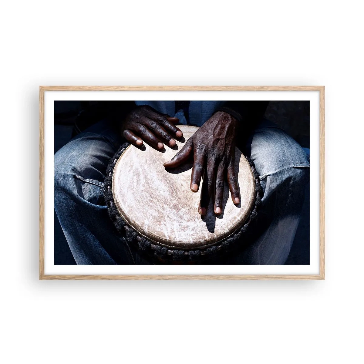 Poster in einem Rahmen aus heller Eiche - Lebe in deinem eigenen Rhythmus - 91x61 cm