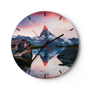 Wanduhr - Glasuhr - Das Herz der Berge ist heiß - 40x40 cm