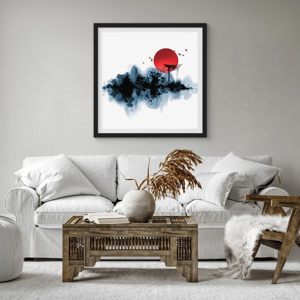 Poster in einem schwarzem Rahmen - Japanische Sicht - 60x60 cm