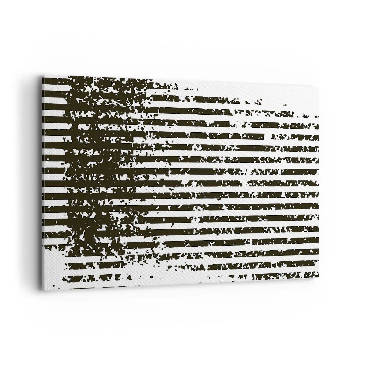 Bild auf Leinwand - Leinwandbild - Abstrakte Linien mit Distressed-Effekt in Schwarz und Weiß - 100x70cm - Rhythmus und Rauschen - Moderne Wanddekoration für Wohnzimmer und Schlafzimmer ARTTOR