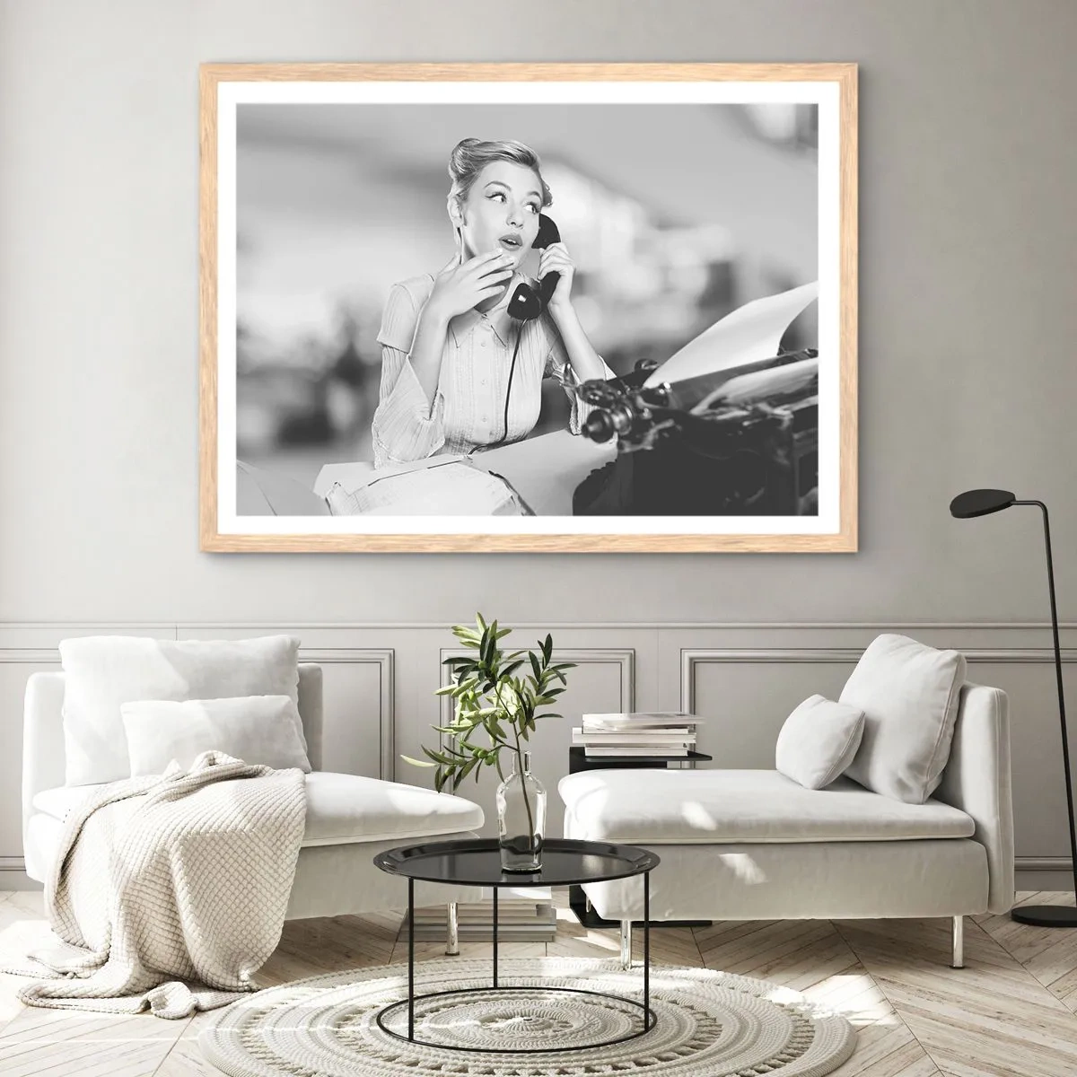 Poster in einem Rahmen aus heller Eiche - Hallo, wir sind in den 1950er Jahren. - 91x61 cm