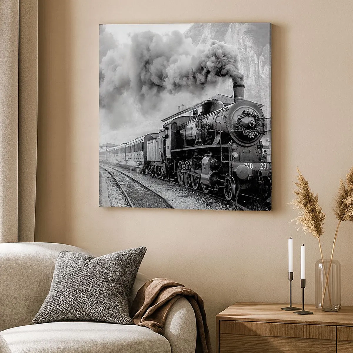 Bild auf Leinwand - Leinwandbild - Steht am Bahnhof ... - 30x30 cm