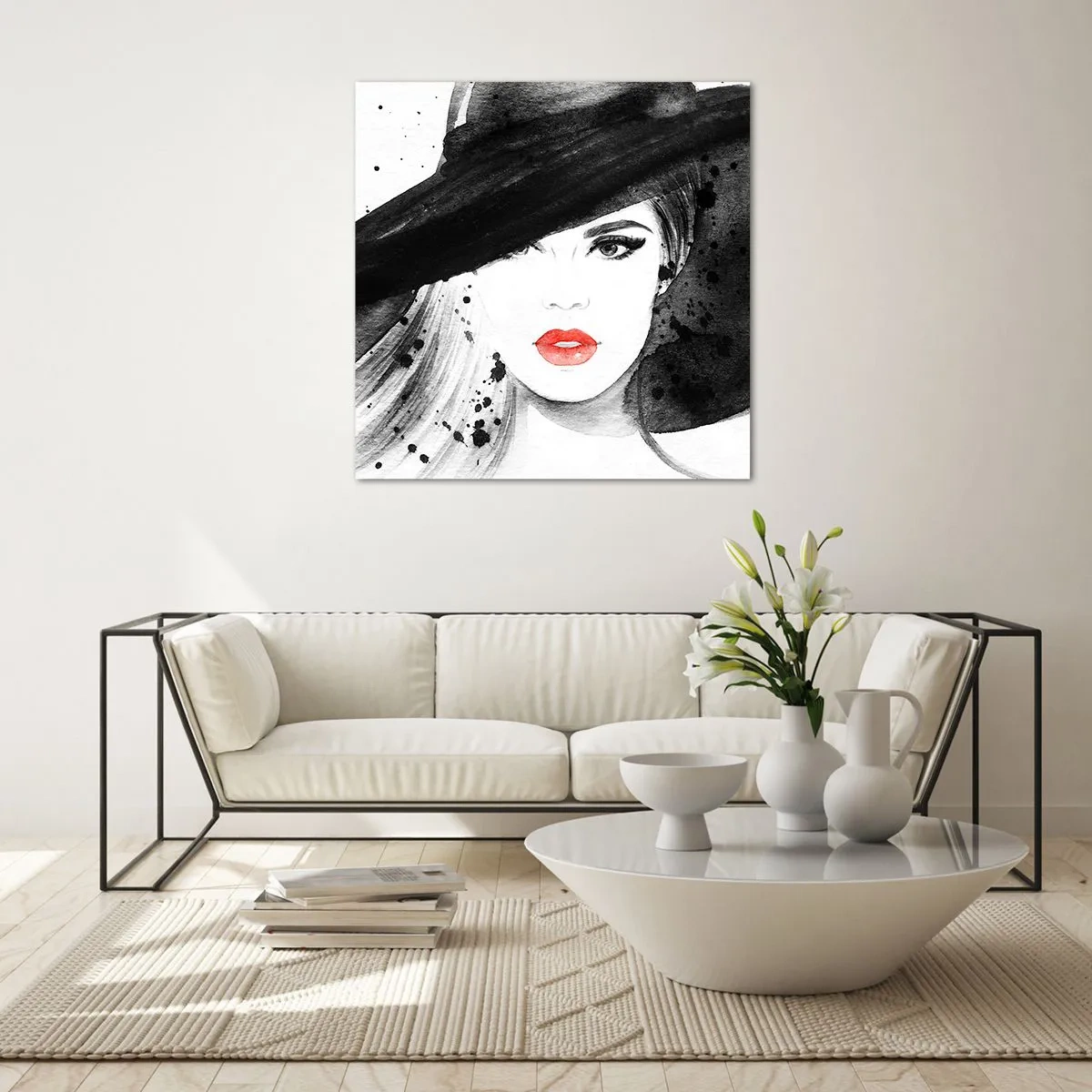 Glasbild - Bild auf glas - Frau in schwarz - 40x40 cm