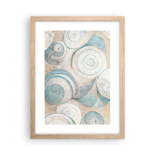 Poster in einem Rahmen aus heller Eiche - Was verbirgt sich in der Muschel? - 30x40 cm