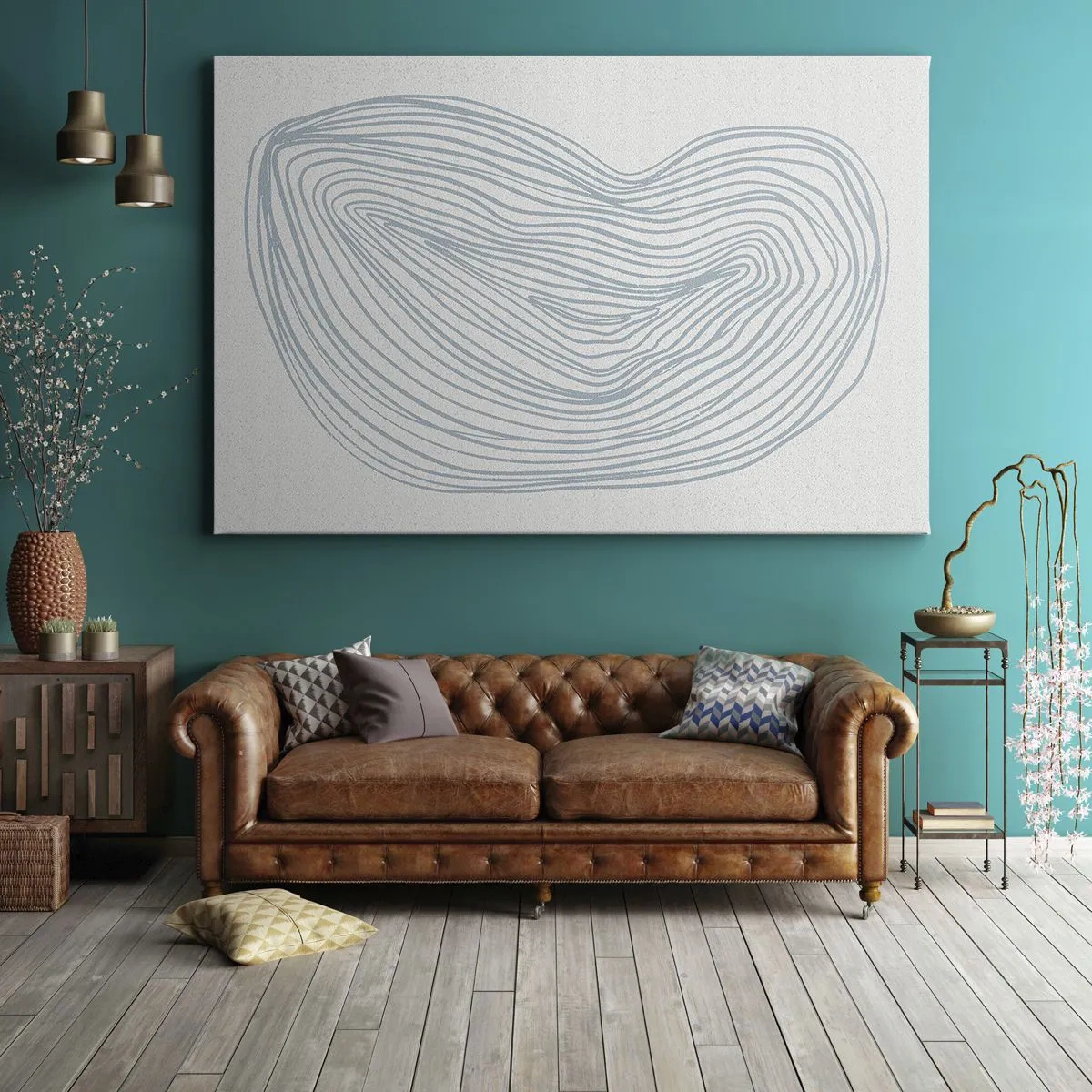 Bild auf Leinwand - Leinwandbild - Abstraktes Wellenmotiv in zartem Blau - 70x50cm - Das Lächeln der Wassertropfen - Moderne Wanddekoration für Wohnzimmer und Schlafzimmer ARTTOR