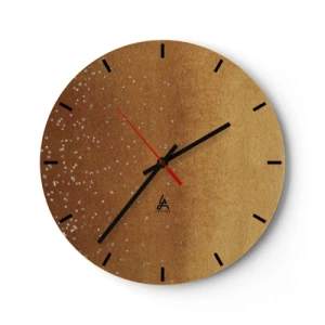 Wanduhr - Glasuhr - Ein goldenes abstraktes Muster mit subtilen Reflexionen und Textur. - 30x30cm - Die Geburt des Lichts - Moderne Wanddekoration für Wohnzimmer, Küche und Schlafzimmer ARTTOR