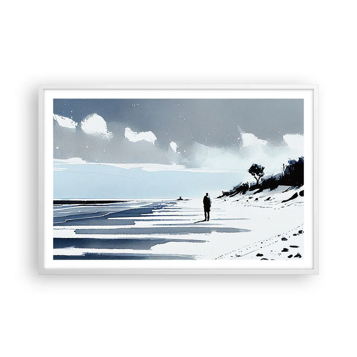 Poster in einem weißen Rahmen - Allein sein - 91x61 cm