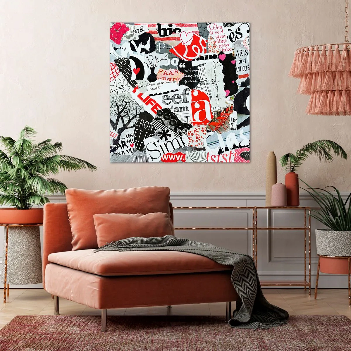 Bild auf Leinwand - Leinwandbild - Hipster-Collage - 70x70 cm