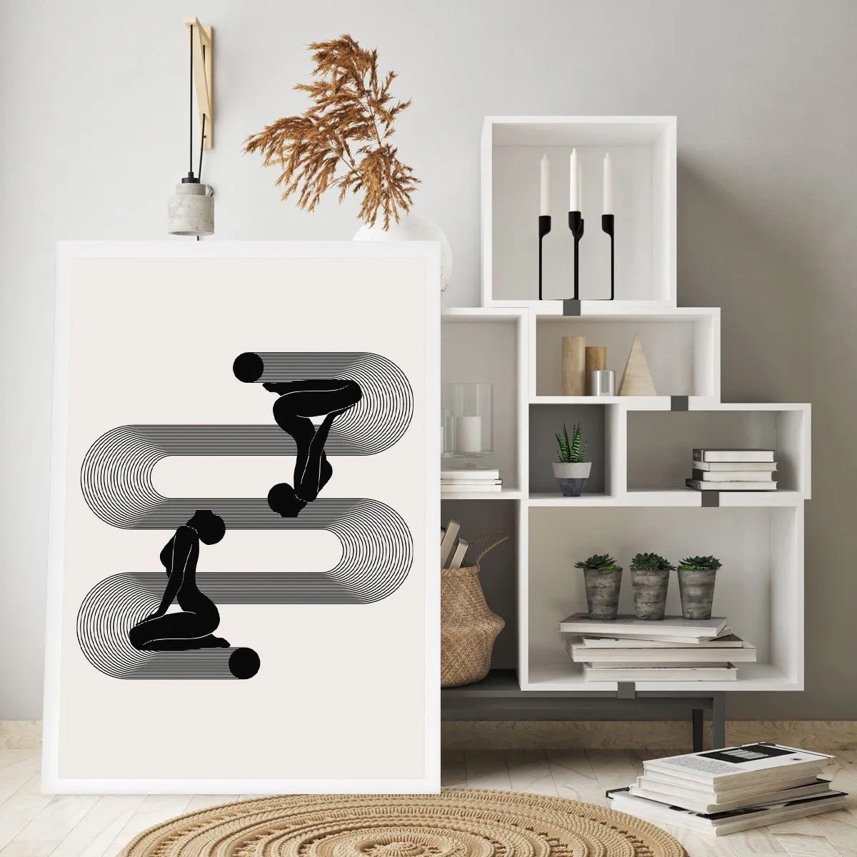 Poster - Minimalistische Grafiken weiblicher Silhouetten mit optischem Täuschungseffekt - 50x70cm - Sinnliche Symmetrie - Moderne Wanddekoration für Wohnzimmer und Schlafzimmer ARTTOR