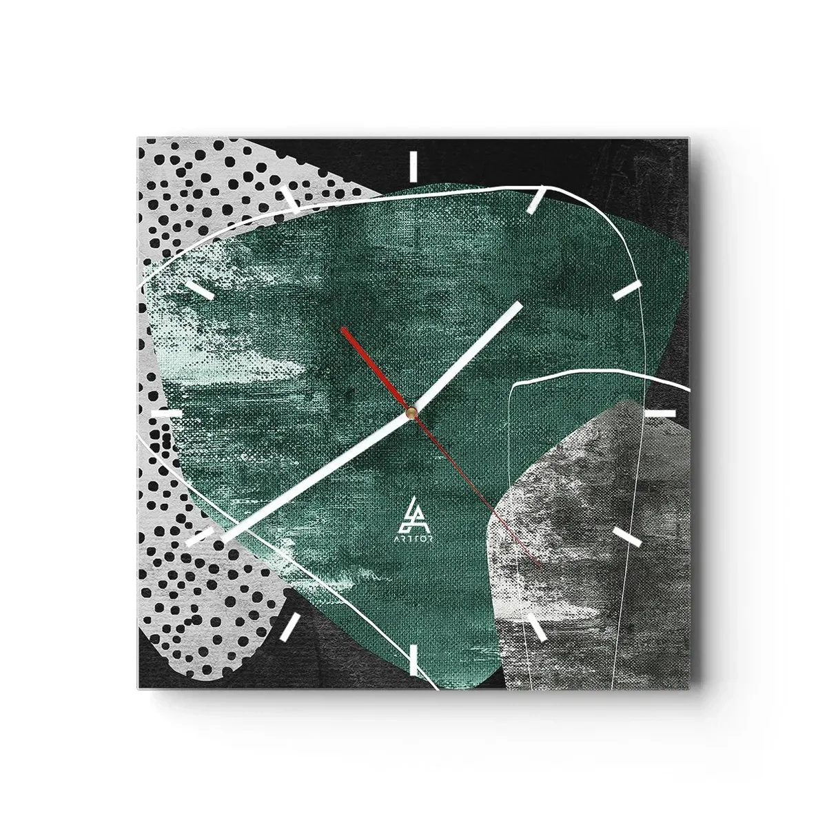 Wanduhr - Glasuhr - Bunte Abstraktion mit Blattgold - 40x40 cm
