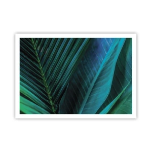 Poster - Nahaufnahme von tropischen grünen Blättern - 100x70cm - Die Anatomie des Grüns - Moderne Wanddekoration für Wohnzimmer und Schlafzimmer ARTTOR