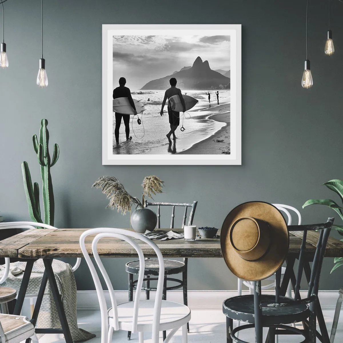 Poster in einem weißen Rahmen - Single-Wave-Samba - 40x40 cm