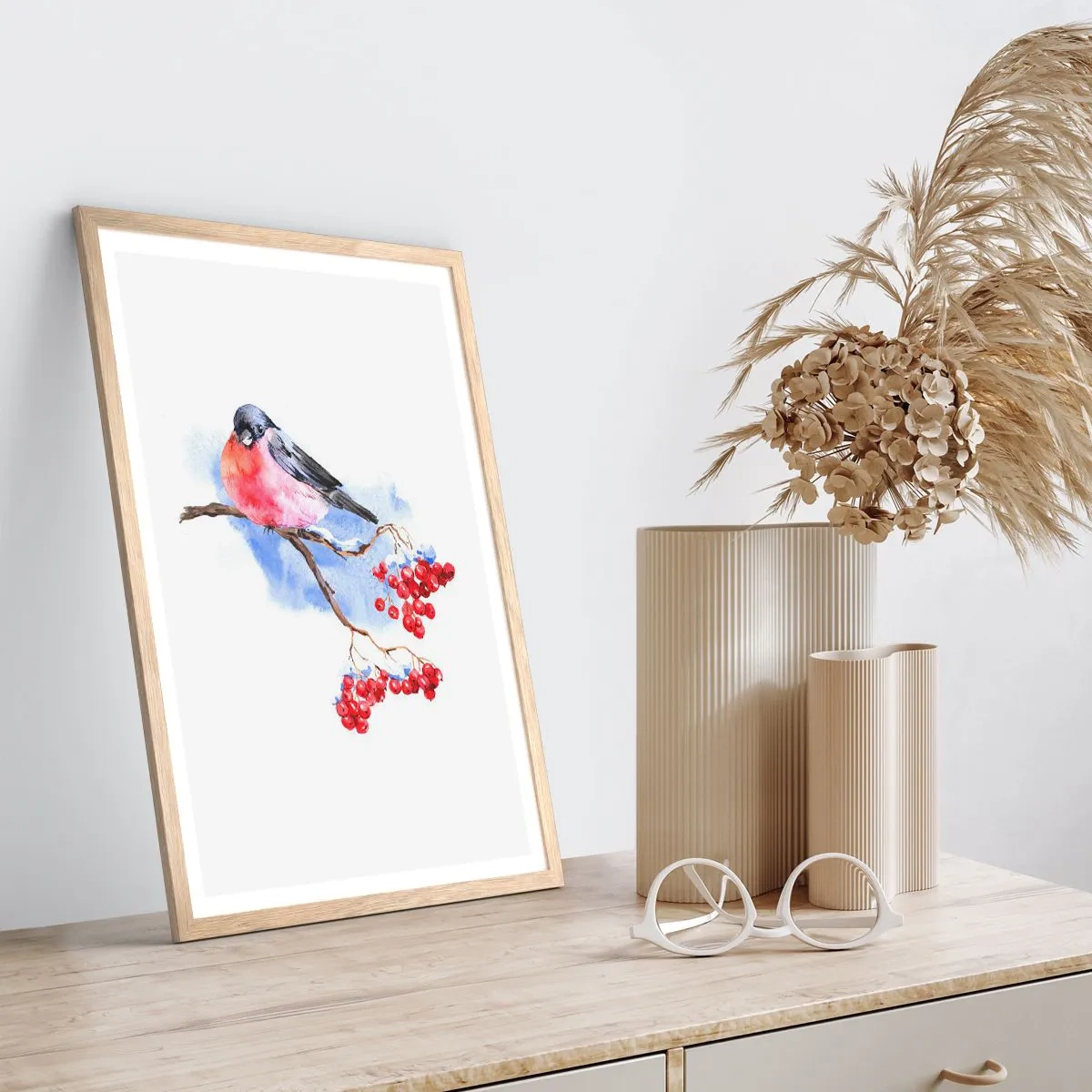 Poster in einem Rahmen aus heller Eiche - Winter in Farbe - 50x70 cm