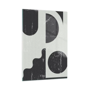 Glasbild - Bild auf glas - Abstrakte geometrische Grafiken mit Abschürfungen - 50x70cm - Komposition oben und unten - Moderne Wanddekoration für Wohnzimmer und Schlafzimmer ARTTOR