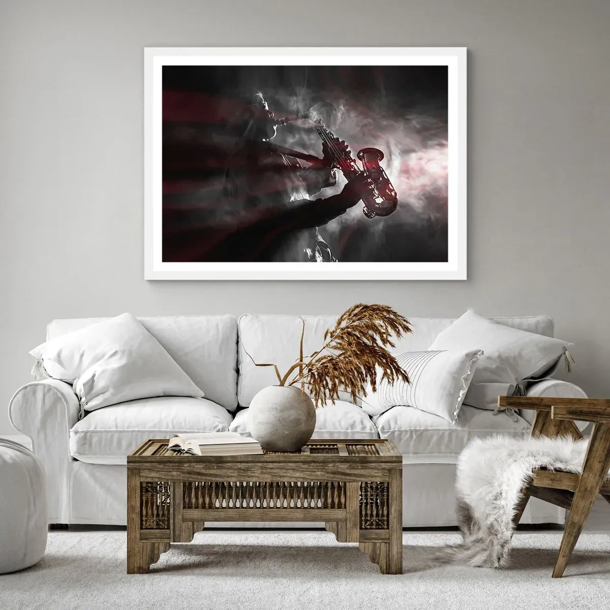 Poster in einem weißen Rahmen - In den Dämpfen des Jazz - 50x40 cm