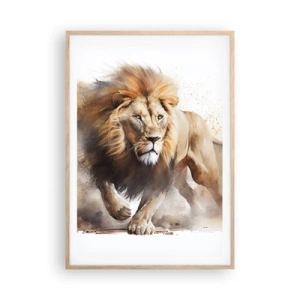 Poster in einem Rahmen aus heller Eiche - Der König zog um - 70x100 cm