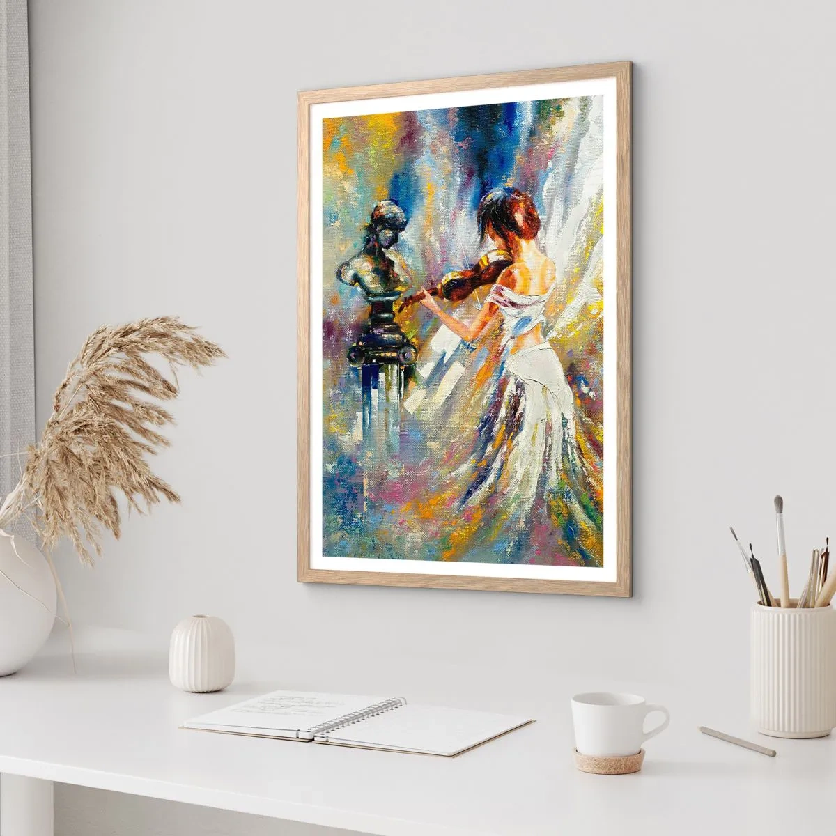 Poster in einem Rahmen aus heller Eiche - Mit Gefühl beleben - 30x40 cm