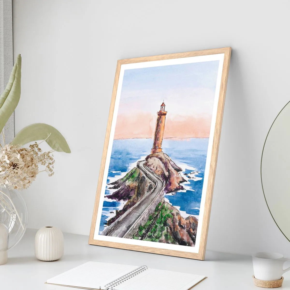 Poster in einem Rahmen aus heller Eiche - Dem Meer zugewandt - 61x91 cm