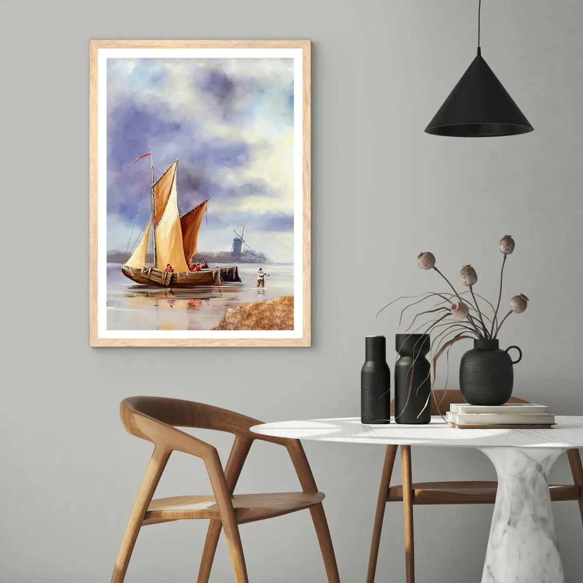 Poster in einem Rahmen aus heller Eiche - Die Rückkehr der Seeleute - 50x70 cm