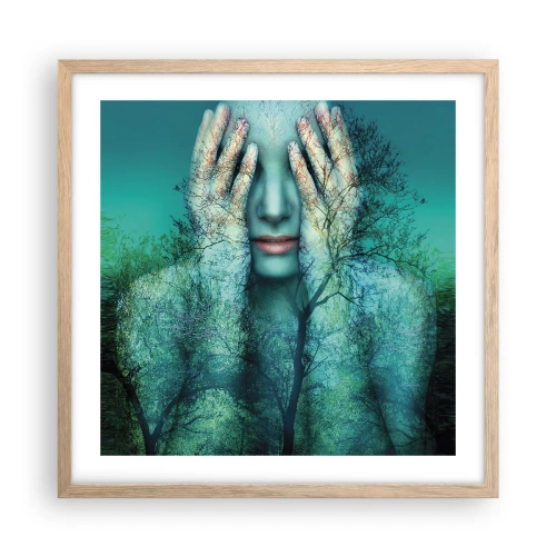 Poster in einem Rahmen aus heller Eiche - Eingetaucht in Blau - 50x50 cm