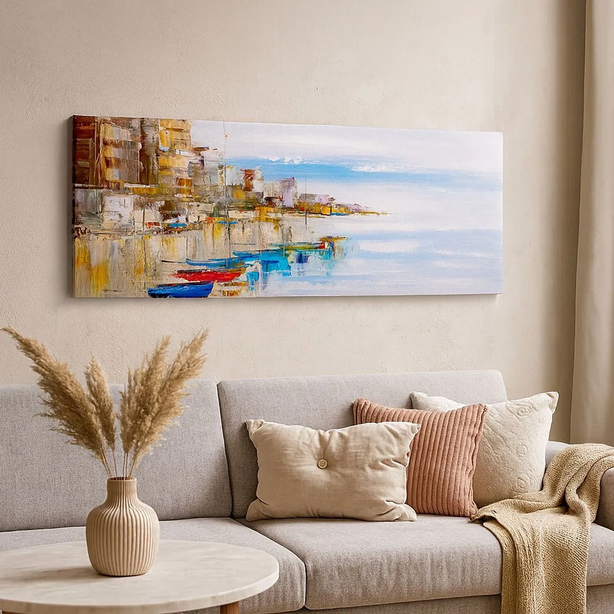 Bild auf Leinwand - Leinwandbild - Bunte urbane Oase - 100x40 cm