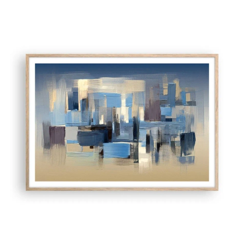 Poster in einem Rahmen aus heller Eiche - Blaue Konstruktion - 100x70 cm