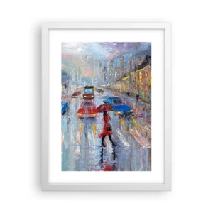 Poster in einem weißen Rahmen - Regnerischer Nachmittag in der Stadt - 30x40 cm