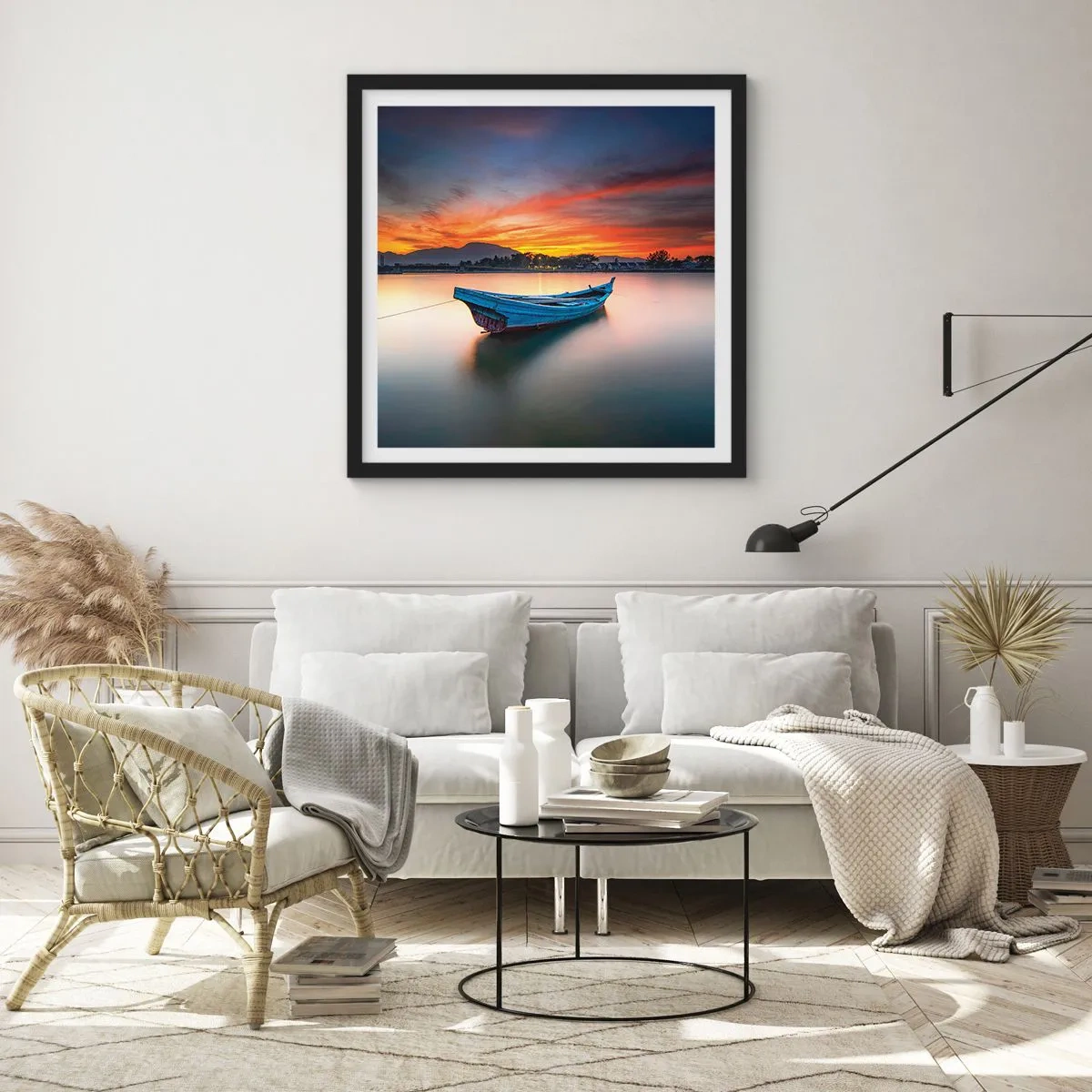 Poster in einem schwarzem Rahmen - Eine gute Nacht kommt - 40x40 cm