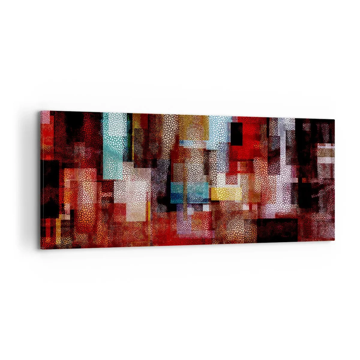 Bild auf Leinwand - Leinwandbild - Geometrische Abstraktion in intensiven Rottönen - 120x50cm - Verwirrung mit Verwirrung - Moderne Wanddekoration für Wohnzimmer und Schlafzimmer ARTTOR