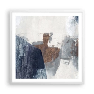 Poster in einem weißen Rahmen - Blaue und braune Formen - 60x60 cm