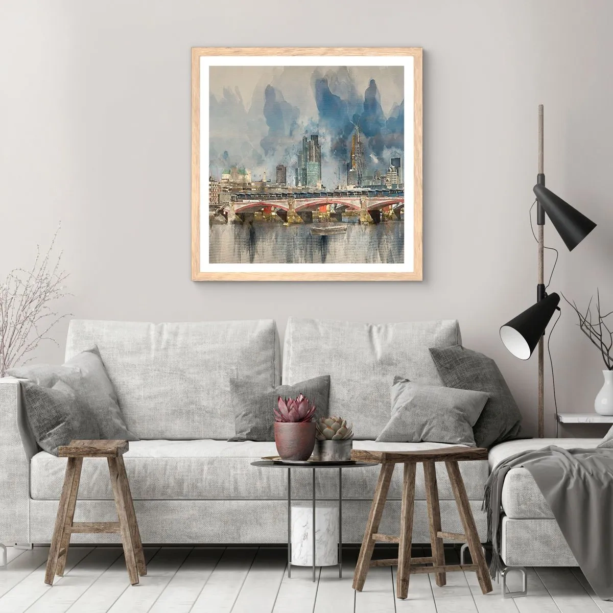 Poster in einem Rahmen aus heller Eiche - London in seiner ganzen Pracht - 40x40 cm