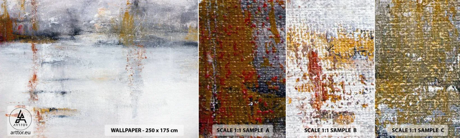 Fototapeten Muster Selbstklebend Deluxe Sticker - Hinter dem Luftvorhang - Abstraktion, Stück, Malerei - 100x30 cm