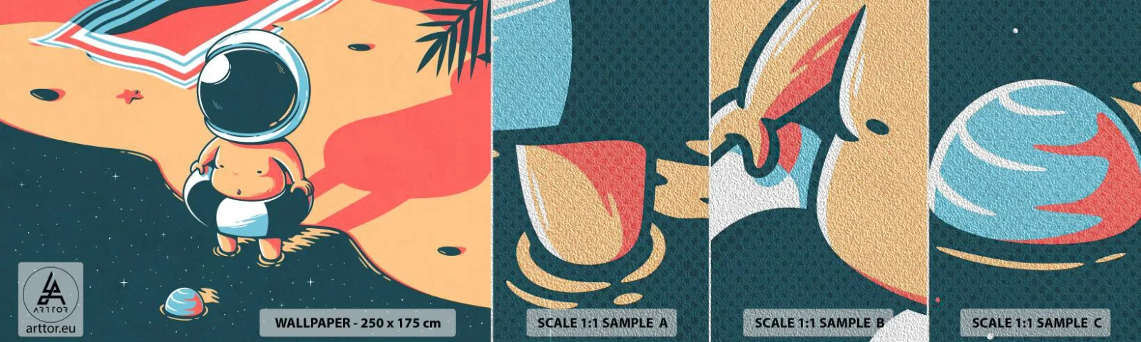 Fototapeten Muster Premium Sand - Aus einer anderen Perspektive - Abstraktion, Strand, Astronaut - 100x30 cm