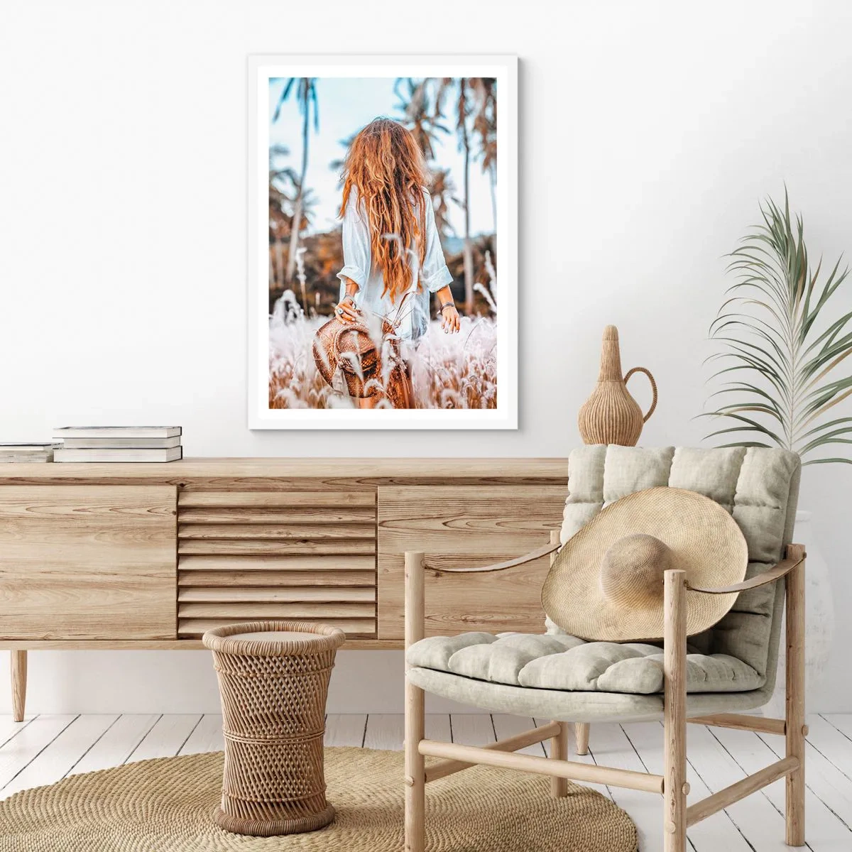 Poster in einem weißen Rahmen - Geboren aus Grasflaum - 70x100 cm