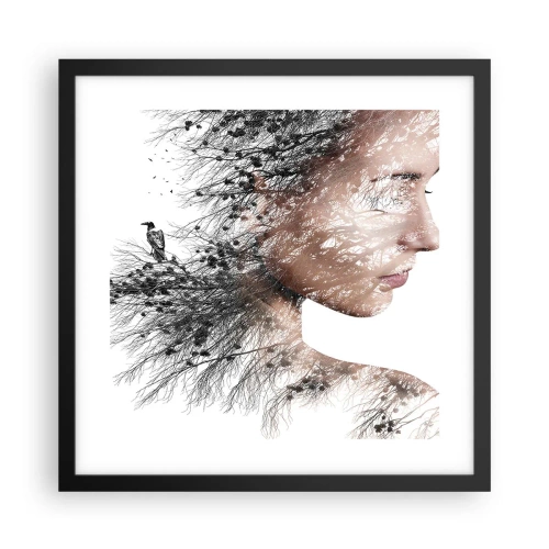 Poster in einem schwarzem Rahmen - Der Geist des Waldes - 40x40 cm