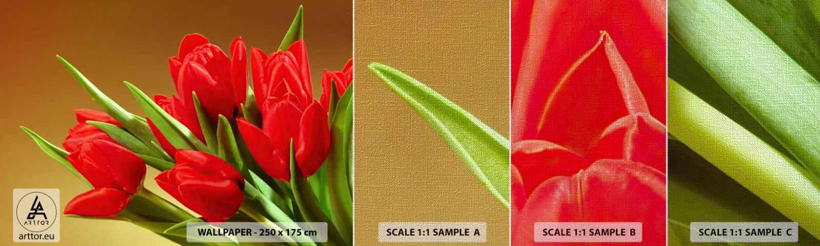 Fototapeten Muster Premium Canvas - Ein Haufen Frühlingsfreude - Blumen, Tulpen, Blumenstrauß - 100x30 cm