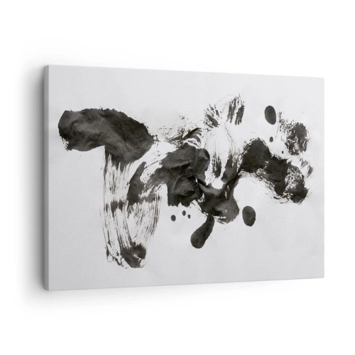 Bild auf Leinwand - Leinwandbild - Abstrakte Komposition aus schwarzen Flecken auf weißem Hintergrund - 70x50cm - Obwohl das Wahnsinn ist, steckt darin eine Methode? - Moderne Wanddekoration für Wohnzimmer und Schlafzimmer ARTTOR