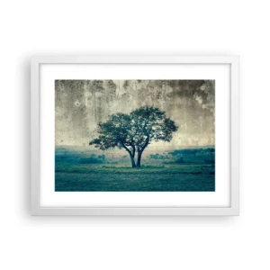 Poster in einem weißen Rahmen - Ein Apfelbaum auf blauem Feld? - 40x30 cm
