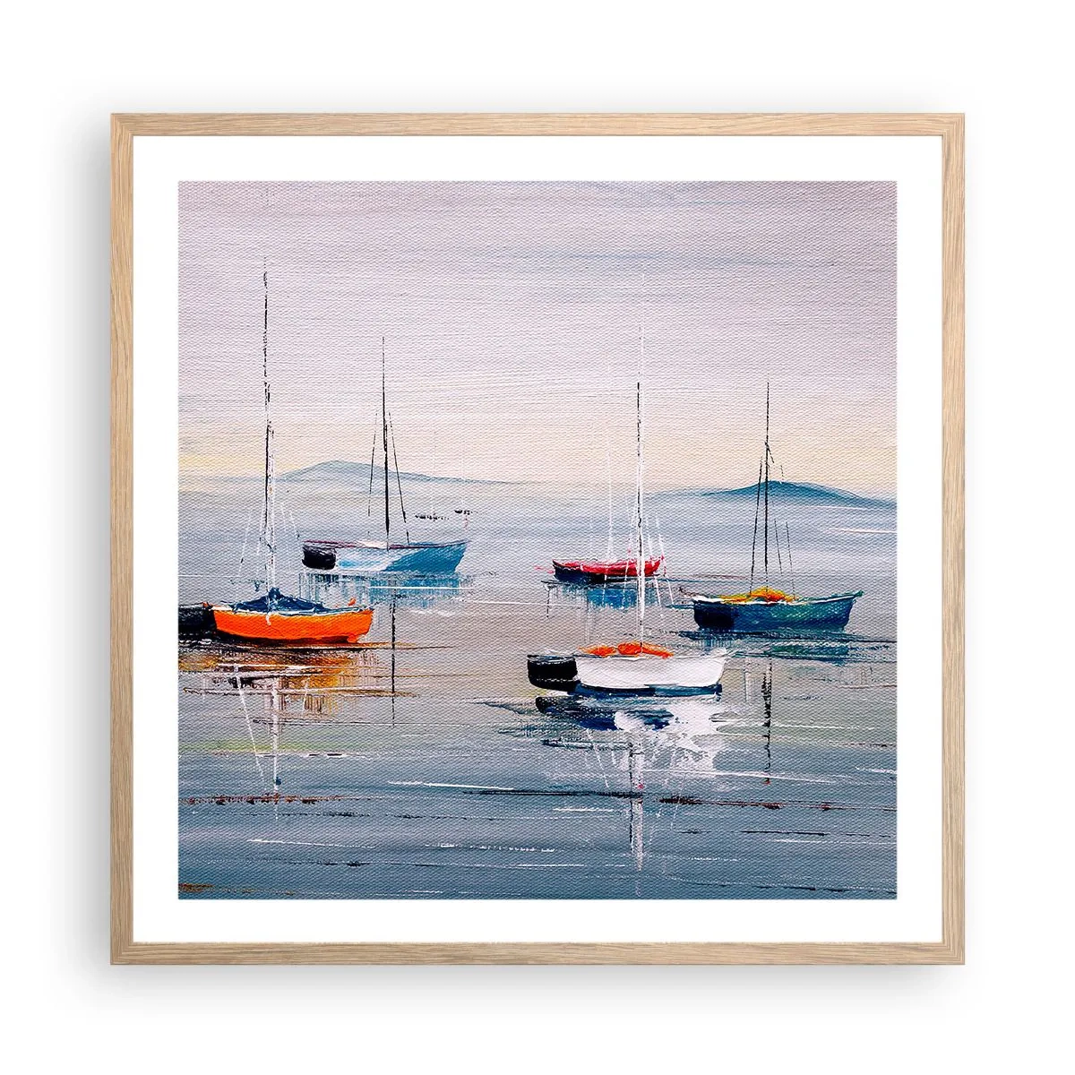 Poster in einem Rahmen aus heller Eiche - Wohlverdiente Ruhe - 60x60 cm