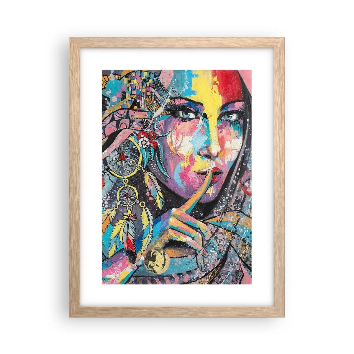 Poster in einem Rahmen aus heller Eiche - Sei still, bis du verstehst - 30x40 cm