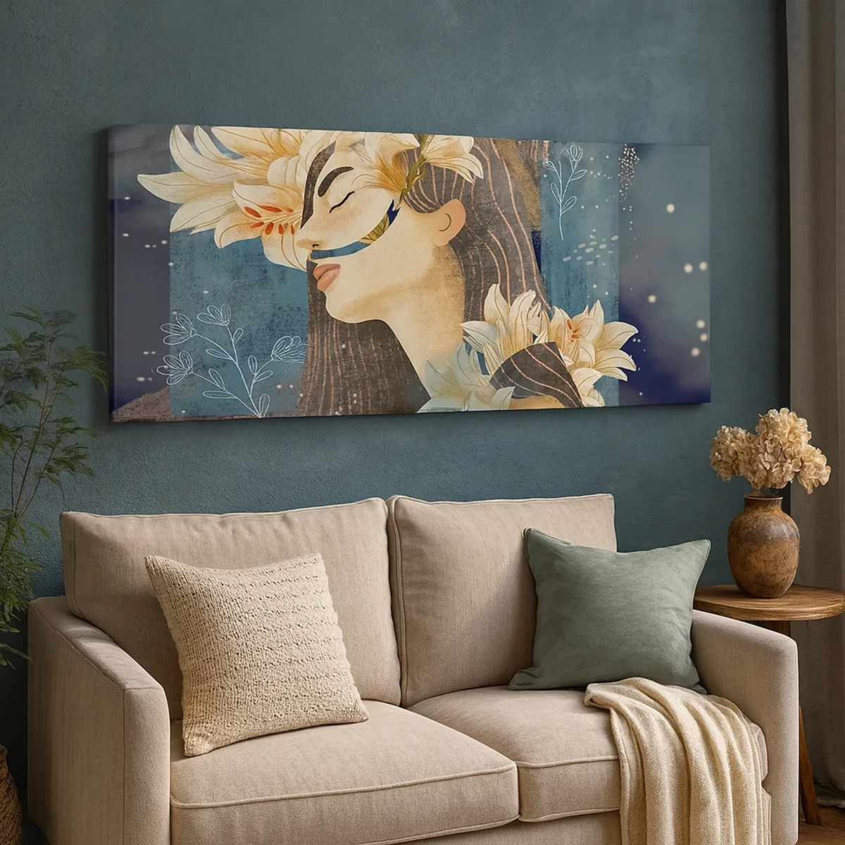 Bild auf Leinwand - Leinwandbild - Ein Märchen über eine Prinzessin mit Lilien - 30x30 cm