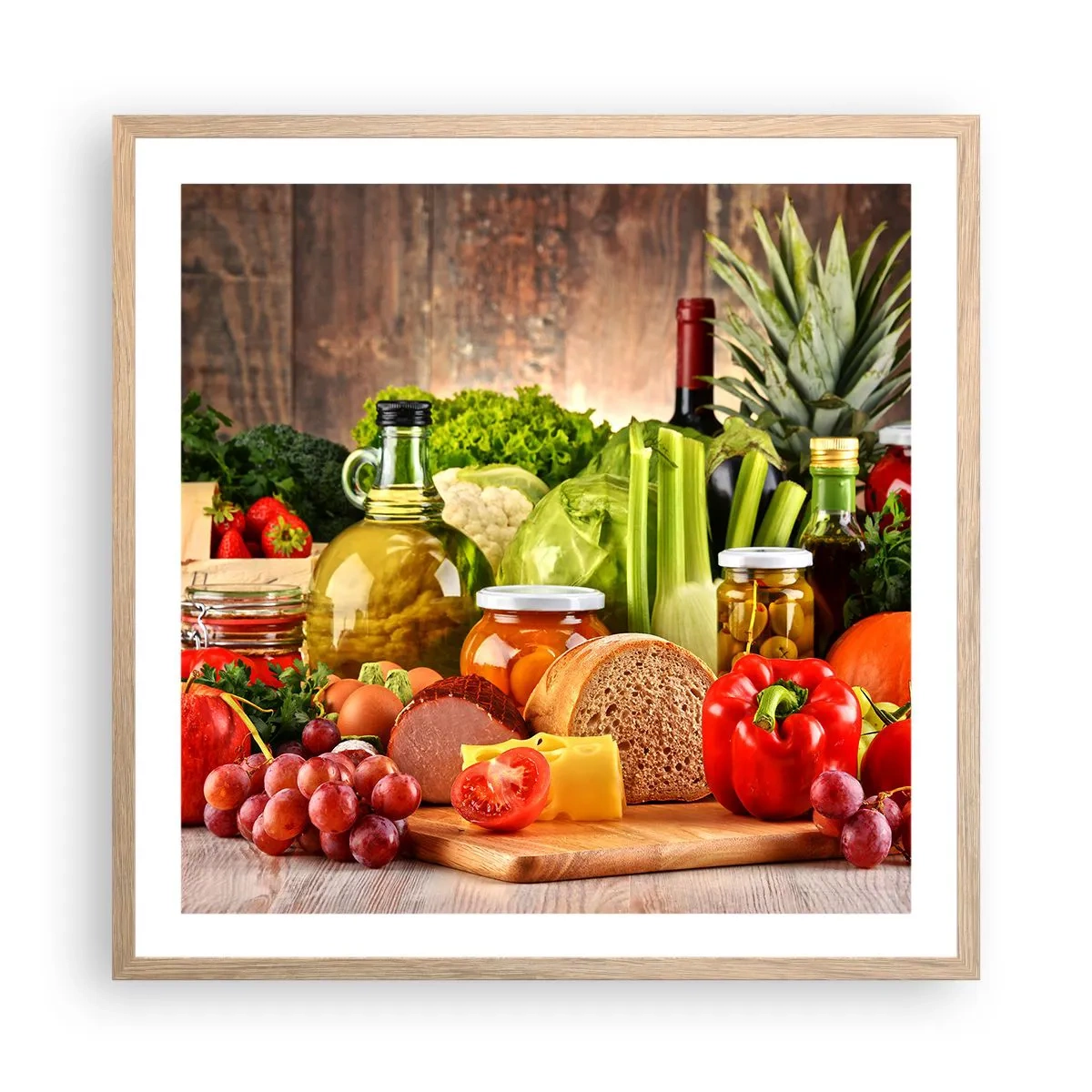 Poster in einem Rahmen aus heller Eiche - Geräuchert, gebacken und eingelegt - 60x60 cm