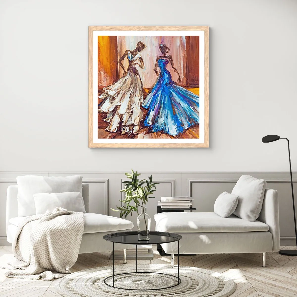 Poster in einem Rahmen aus heller Eiche - Ein dankbares Duo - 50x50 cm