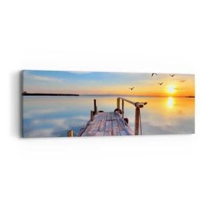 Bild auf Leinwand - Leinwandbild - Lauf direkt der Sonne entgegen - 90x30 cm