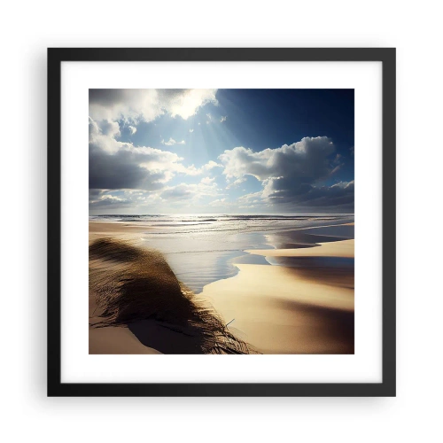 Poster in einem schwarzem Rahmen - Strand, wilder Strand - 40x40 cm